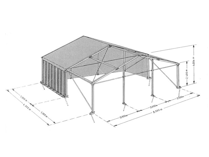 800x600 9m Marquee Technical Drawing - Marquee Sketch
