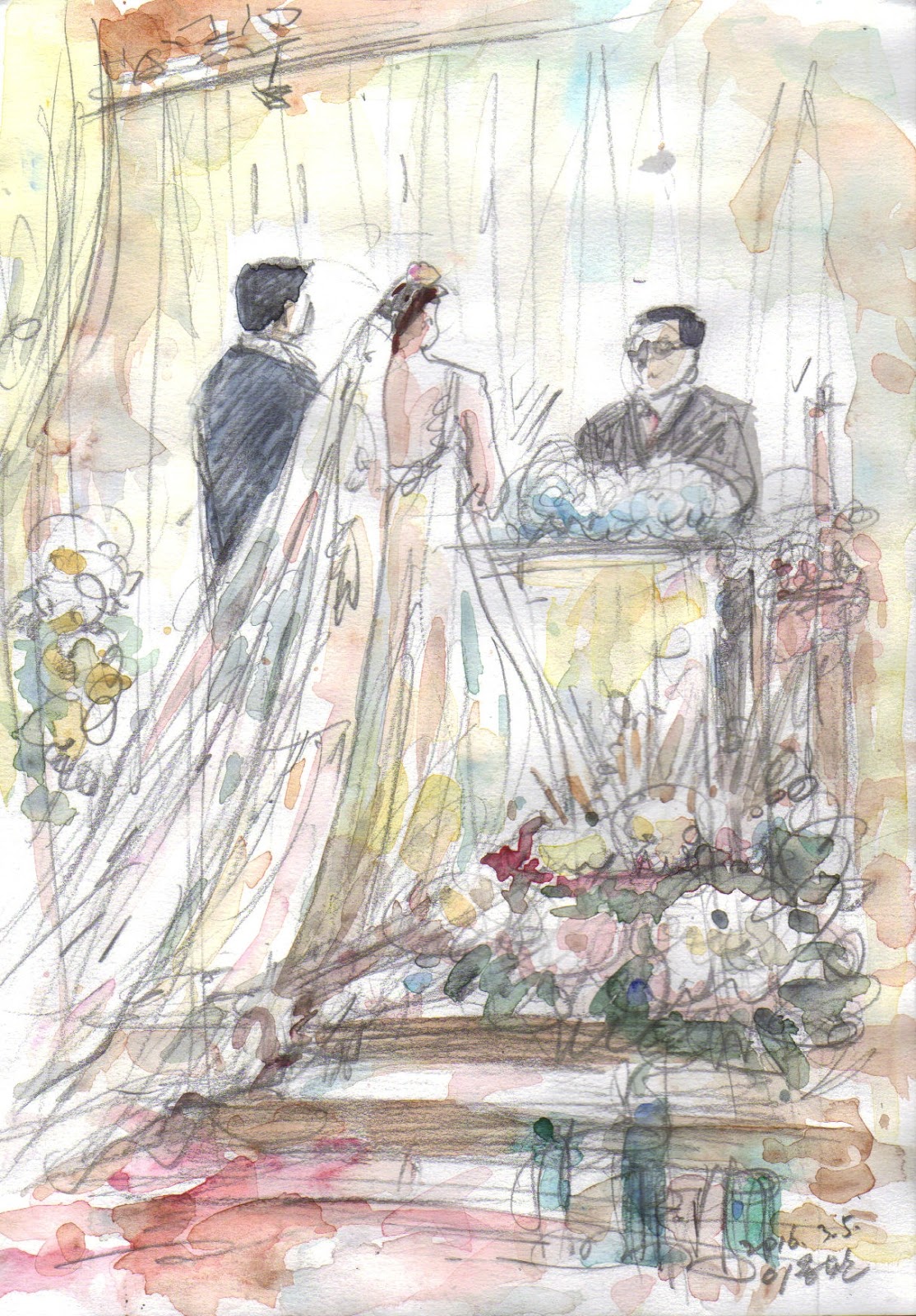 1114x1600 Sketches Of Two Wedding Ceremonies In Different Cities Urban - Marriage Sketch