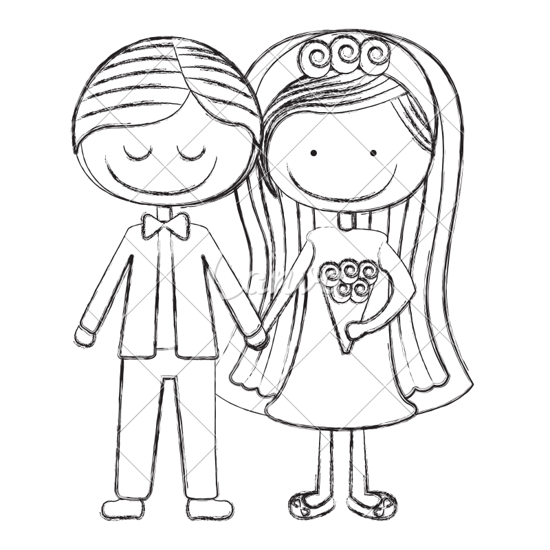 800x800 Married Couple Cartoon Sketch - Married Couple Sketch