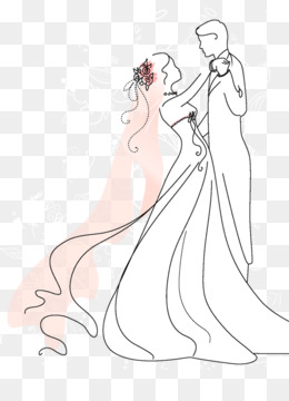 260x360 Wedding Couple Cartoon Clipart - Married Couple Sketch