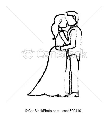 450x470 Couple Wedding Love Sketch Vector Iillustration Eps 10 Vector - Married Couple Sketch
