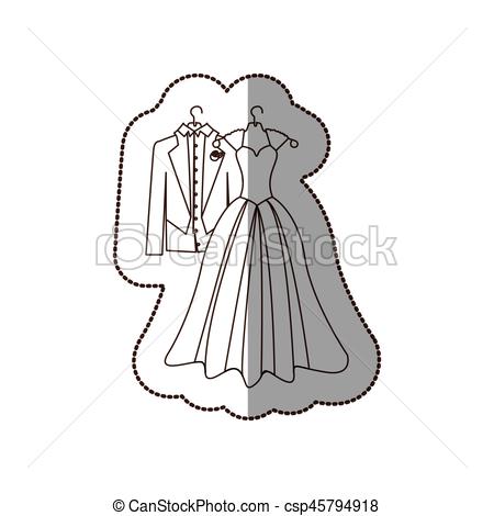 450x470 Elegant Jacket And Dress Married Icon, Vector Illustration Design. - Married Sketch