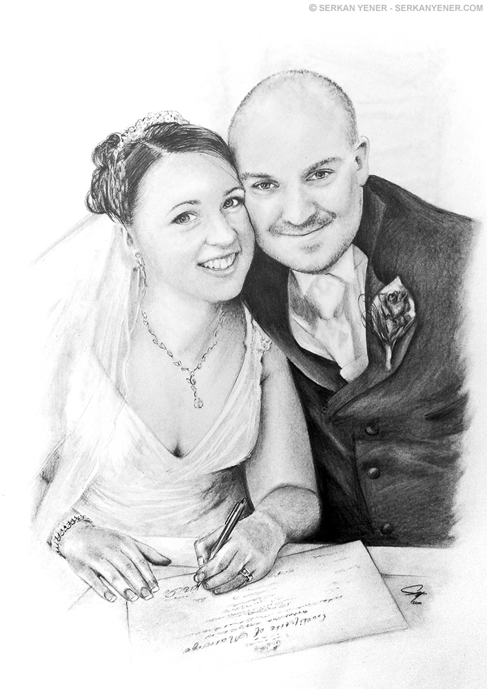 707x1000 Pencil Drawing Of A Couple Getting Married - Married Sketch