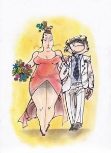218x300 Married Drawing Original Just Pen Vintage Cartoon Sketch Artwork - Married Sketch