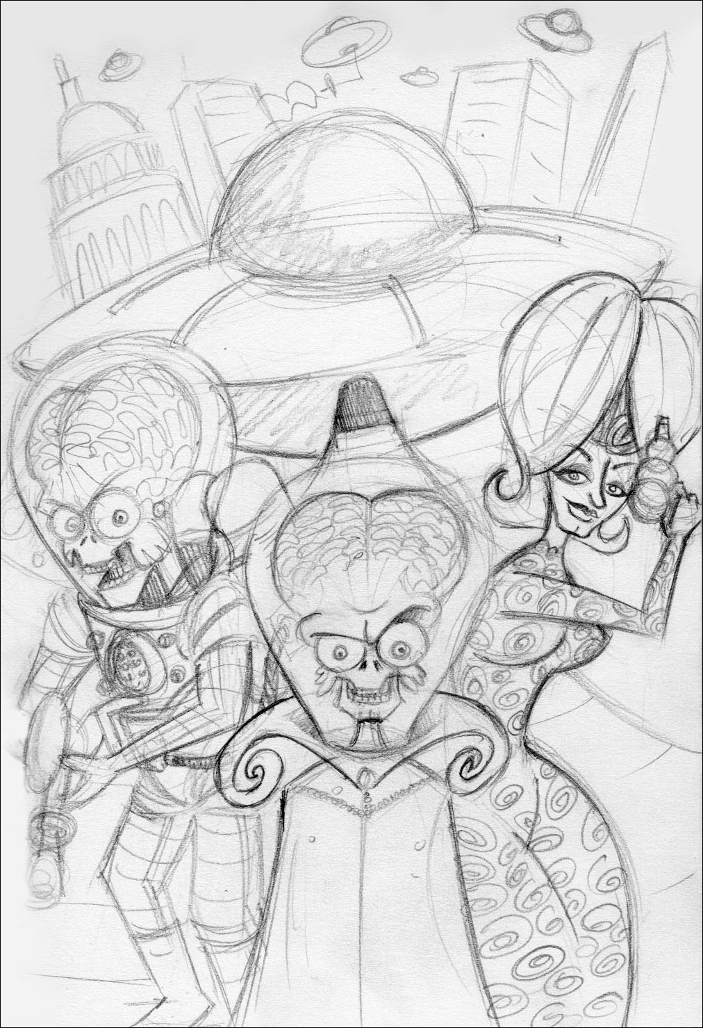 1012x1479 Mars Attacks!!!! Jeremy R. Scott - Mars Sketch