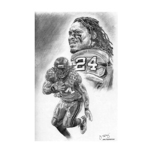 300x300 Marshawn Lynch Drawing By Jonathan Tooley - Marshawn Lynch Sketch