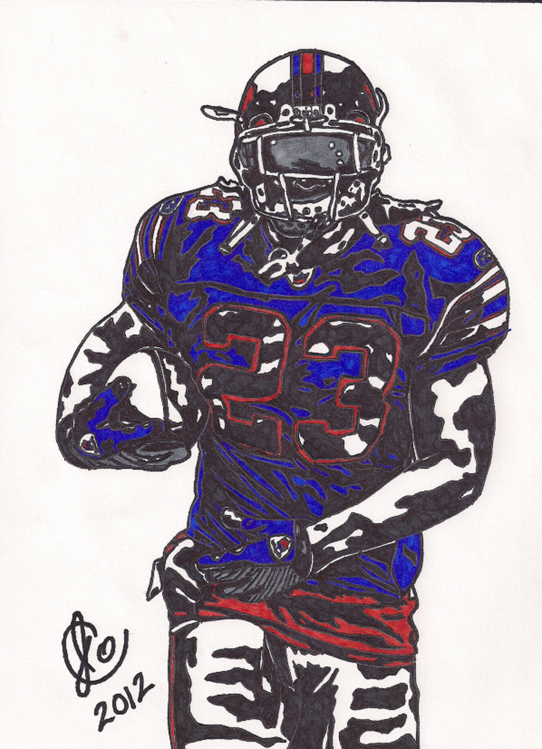 1794x2478 Marshawn Lynch Ink Illustration - Marshawn Lynch Sketch