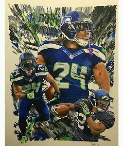 253x300 Seattle Seahawks Marshawn Lynch Original Sketch Ebay - Marshawn Lynch Sketch