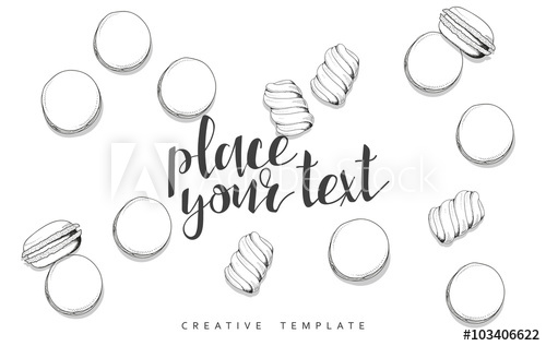 500x317 Macaroon And Marshmallow In Sketch. Conceptual Background Template - Marshmallow Sketch