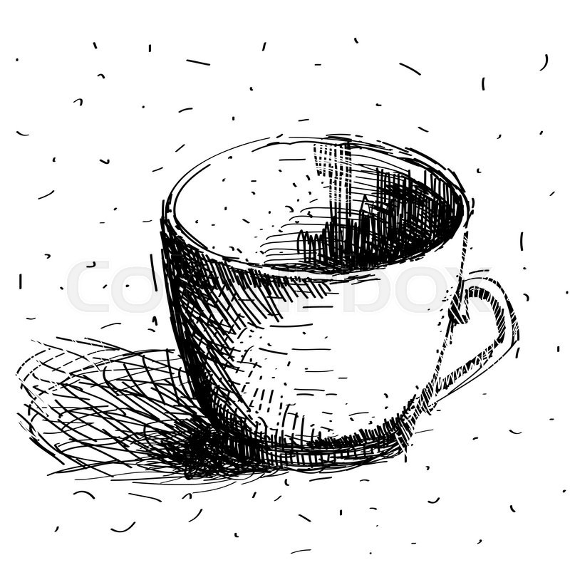 800x800 Scribble Coffee Cup Isolated On White Background Hand Drawing - Marshmallow Sketch