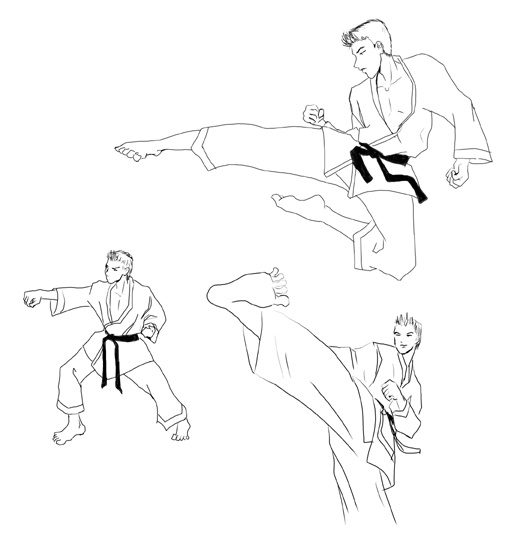505x536 Karate Sketches By Telophase - Martial Arts Sketches