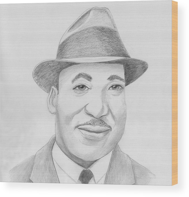 655x682 Martin Luther King Sketch Wood Print By M Valeriano - Martin Luther Sketch