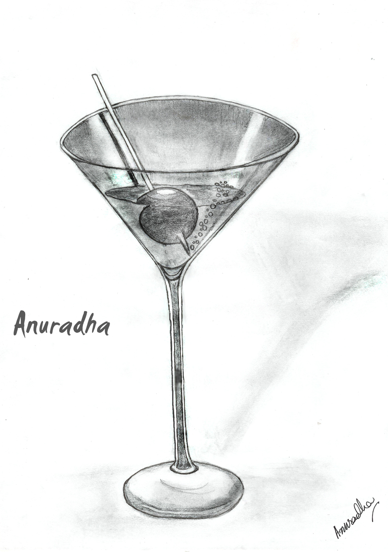 800x1136 Martini Glass Pencil Drawing - Martini Glass Sketch