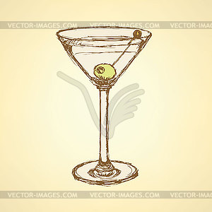 300x300 Sketch Martini Glass With Olive - Martini Glass Sketch