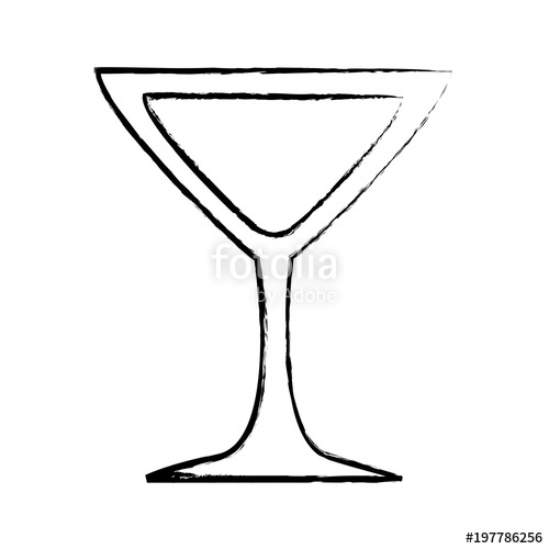 500x500 Sketch Of Martini Cocktail Glass Icon Over White Background - Martini Glass Sketch