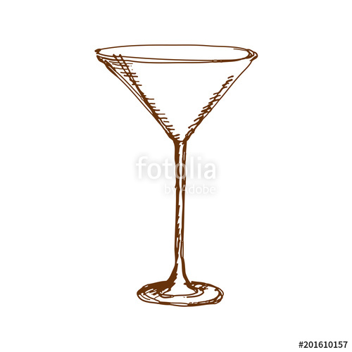 500x500 Hand Drawn Martini Glass. Sketch, Vector Illustration. Stock - Martini Sketch