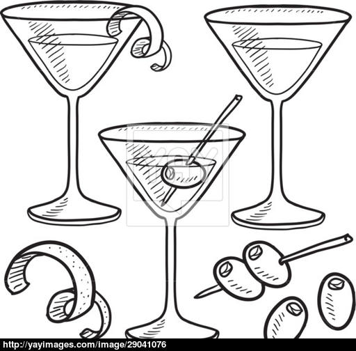 512x504 Martini Set Vector Sketch Vector - Martini Sketch