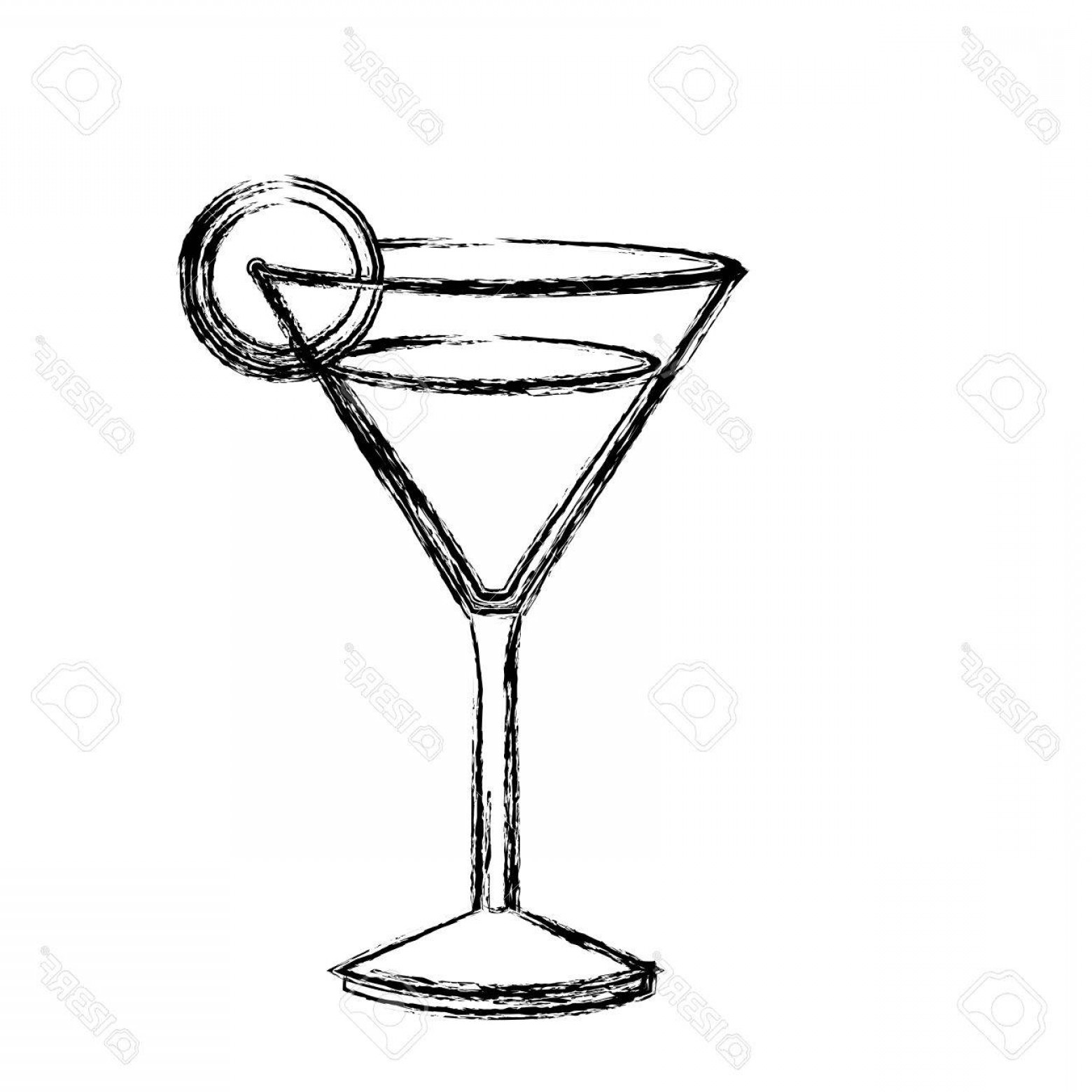 1560x1560 Photostock Vector Monochrome Sketch Silhouette Of Drink Cocktail - Martini Sketch