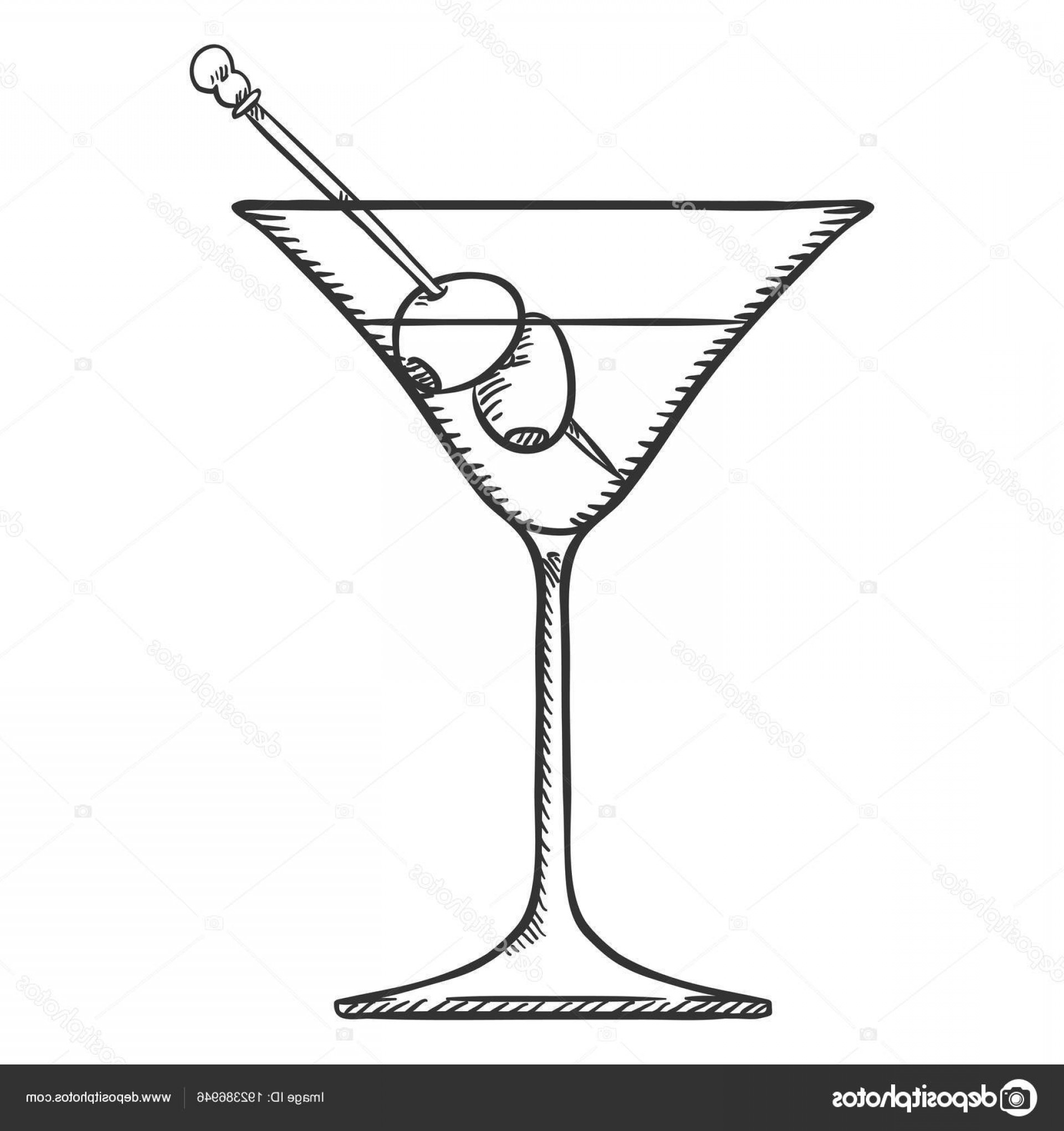 1920x2040 Stock Illustration Vector Sketch Illustration Cocktail Glass Arenawp - Martini Sketch