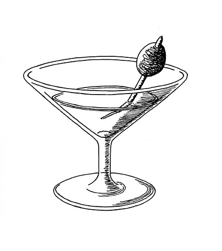 443x499 Drawing A Day Creativeliz - Martini Sketch