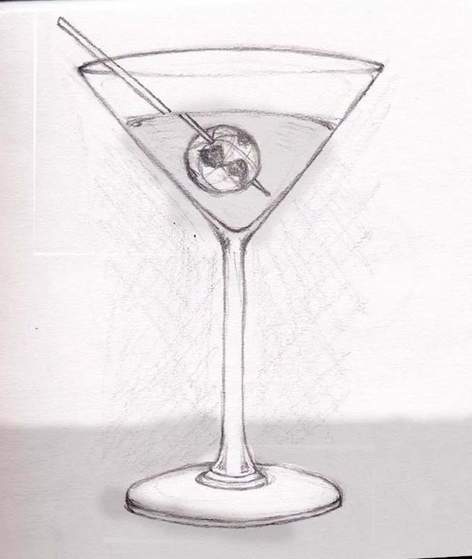 676x800 Chubby Broccoli Martini Sketch - Martini Sketch