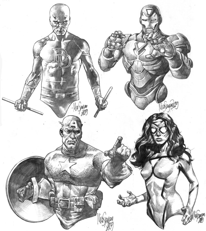 Marvel Heroes Sketches At Paintingvalley Com Explore Collection