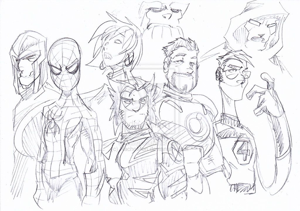 1024x720 Marvel Heroes Sketch By Nachomon Cool Sketchy - Marvel Heroes Sketches