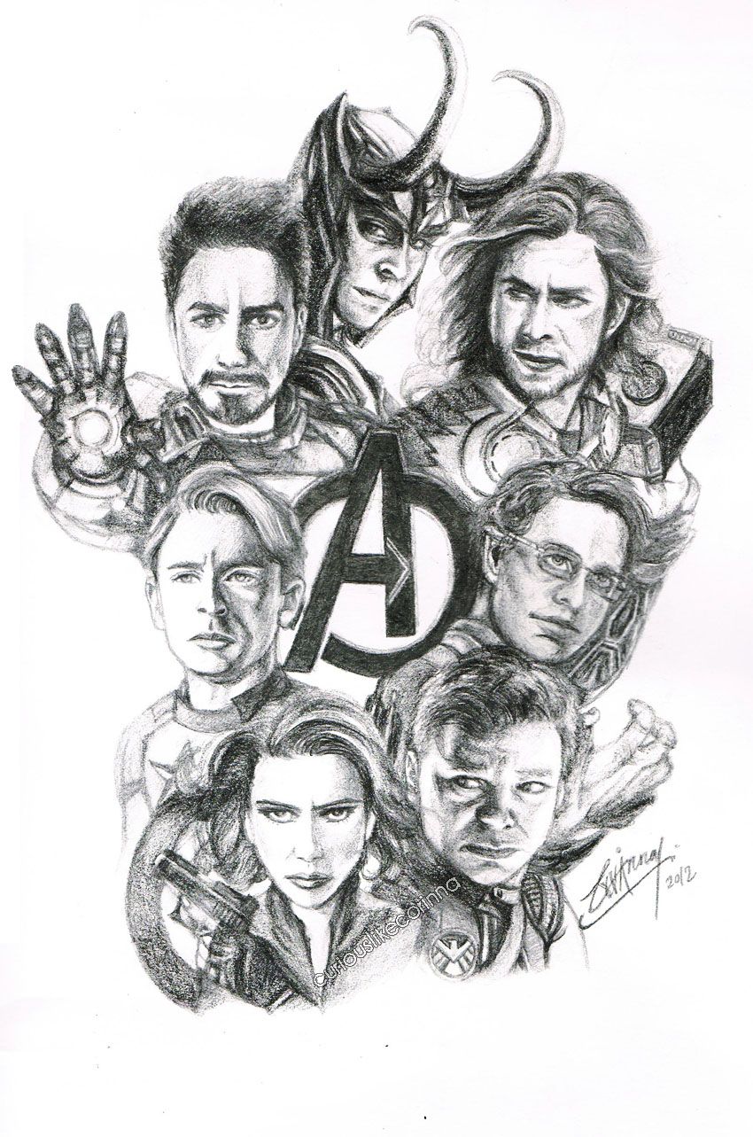 850x1283 Sketch Of The Avengers Amp The Way Too Awesome To Be Left Out Loki - Marvel Sketch