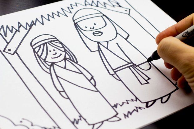 620x414 How To Draw Mary And Joseph - Mary And Joseph Sketch
