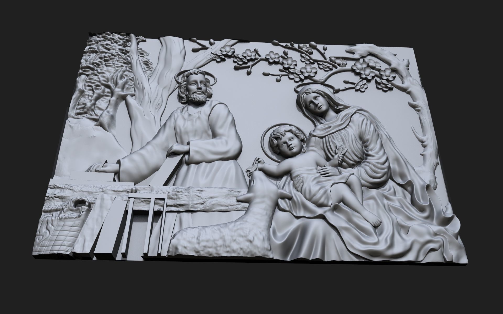 1920x1200 Jesus Birth With Mary And Joseph Bas 3d Printable Model 2 - Mary And Joseph Sketch