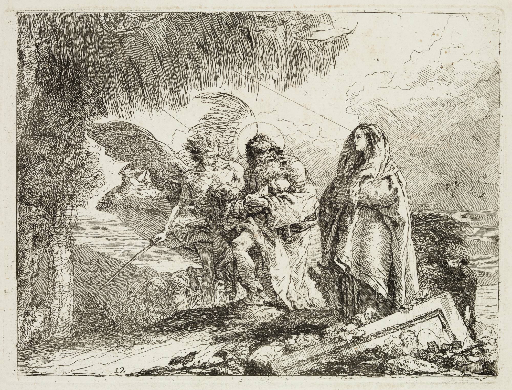 2000x1525 Mary And Joseph Holding The Child, Are Escorted By An Angel - Mary And Joseph Sketch