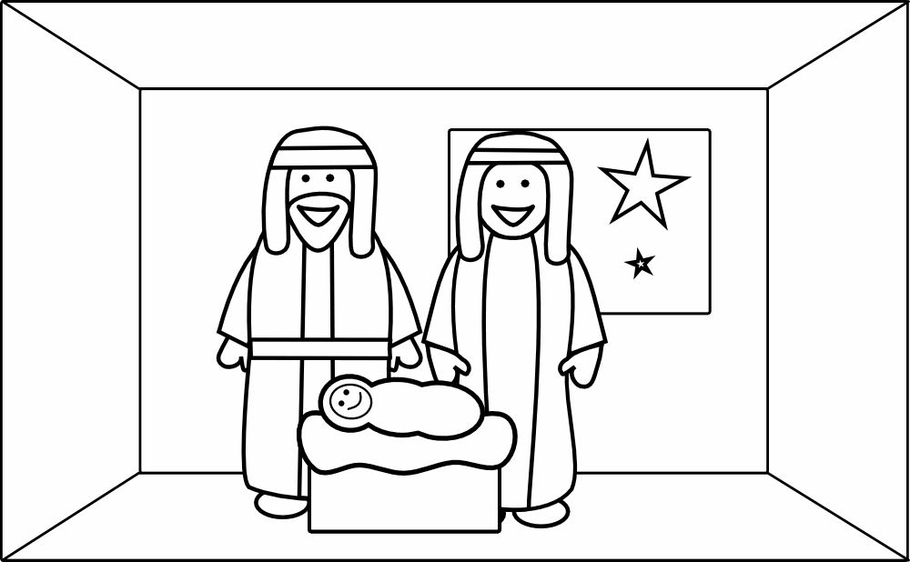 1000x618 Nativity Of Mary Coloring Page - Mary And Joseph Sketch