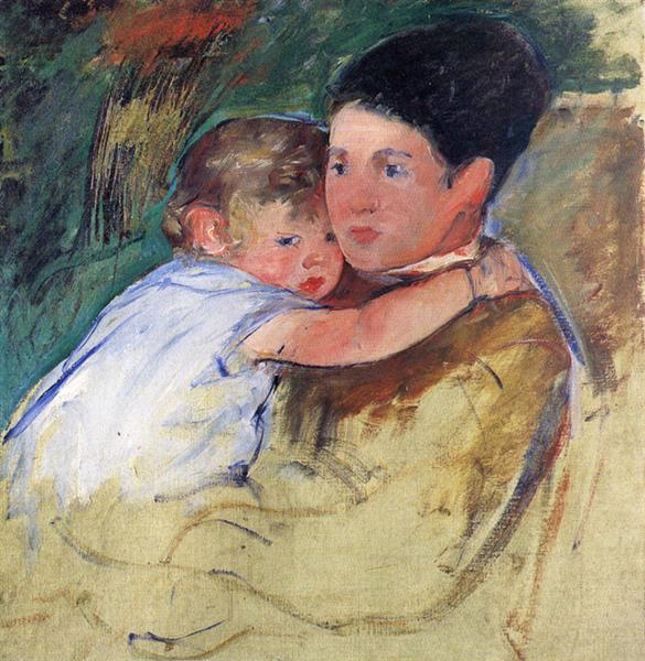 585x600 Sketch Of Anne And Her Nurse, C.1897 - Mary Cassatt Sketches
