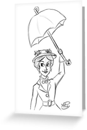 277x415 Mary Poppins Sketch Greeting Cards By Apparky Redbubble - Mary Poppins Sketch