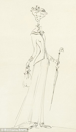 306x529 First Sketches Of Mary Poppins Costume By Designer Emerge For Sale - Mary Poppins Sketch