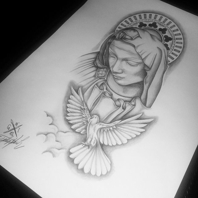 640x640 Saint Mary Sketch Tattoo - Mary Sketch