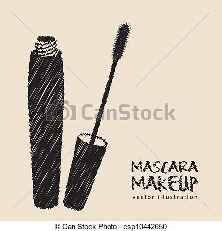 450x470 Mascara Illustration Isolated On White Background, Vector - Mascara Sketch