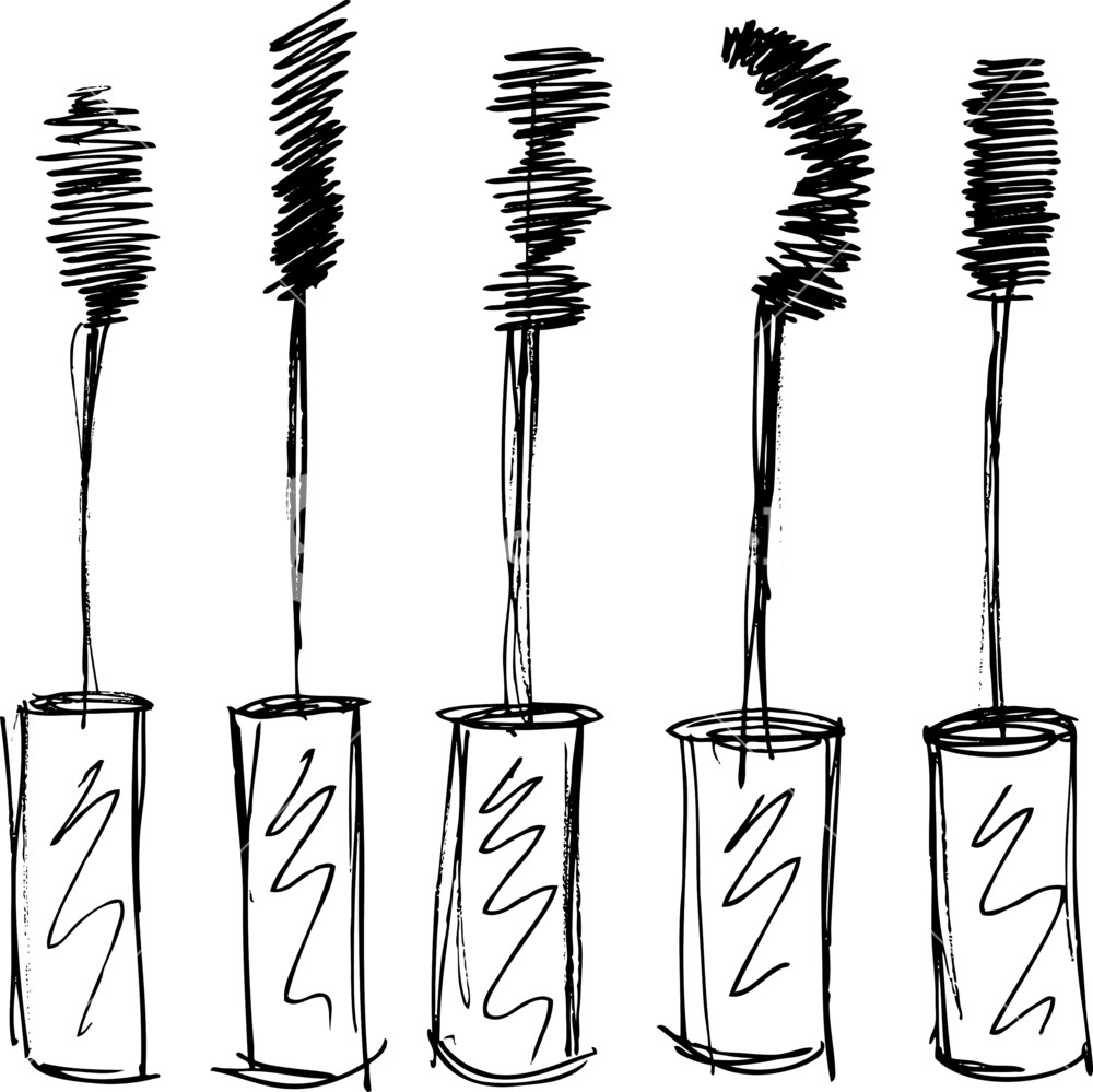1000x999 Sketch Of Eyelash Brush. Vector Illustration Royalty Free Stock - Mascara Sketch