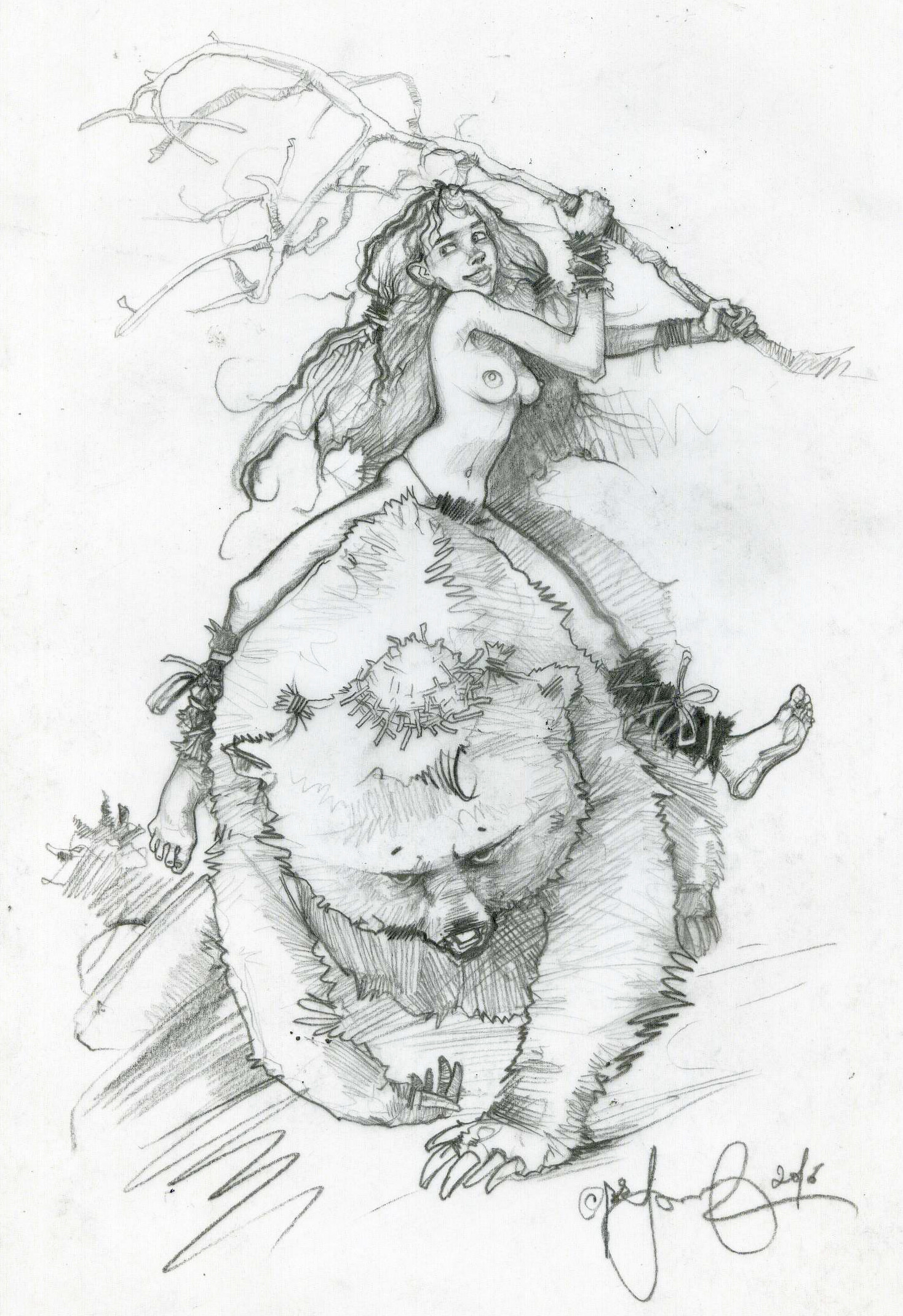 1468x2140 Viktor Yeremenko - Masha And The Bear Sketch