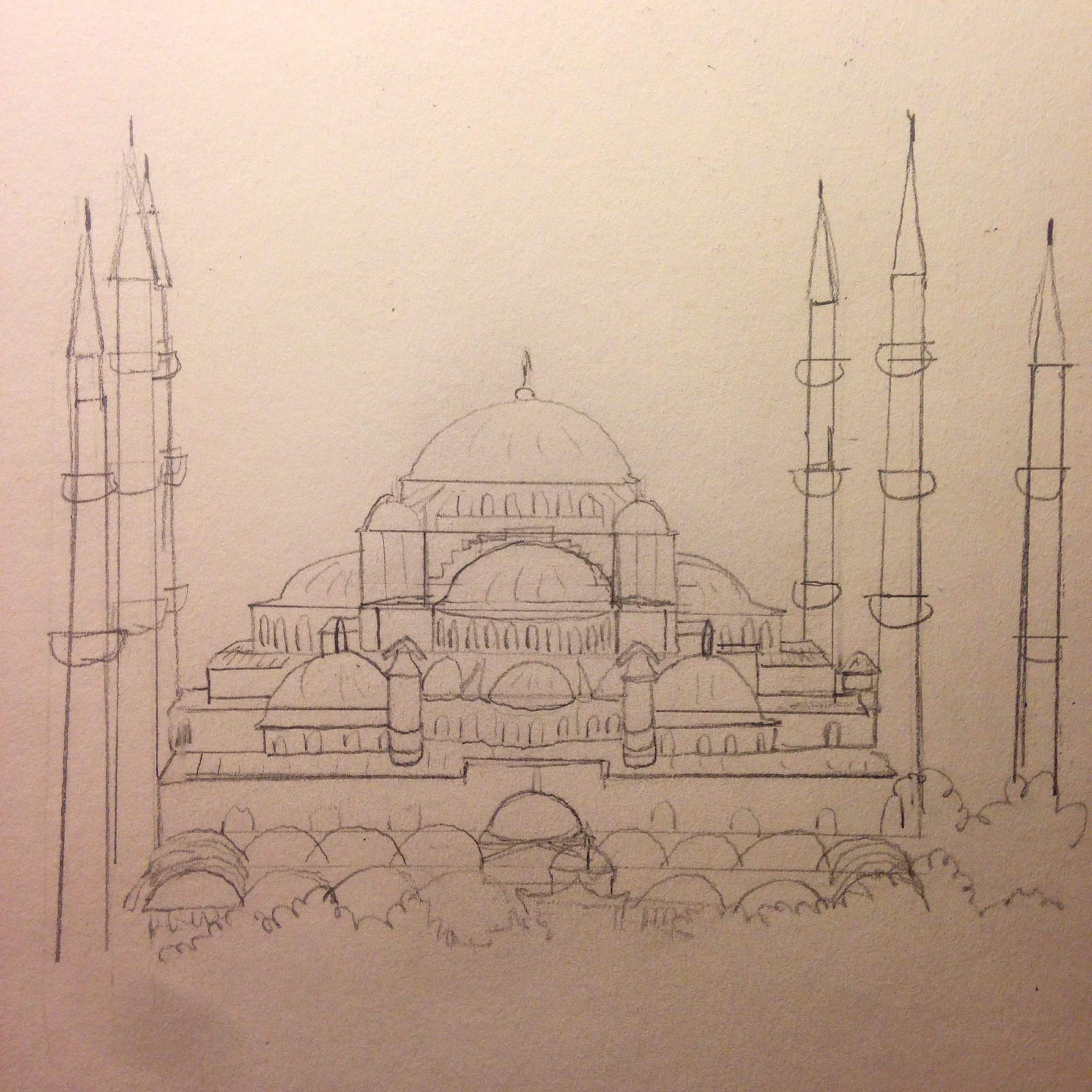 2447x2447 Sketch Of The Blue Mosque The Quantum Thought - Masjid Sketch