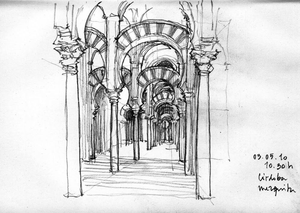 1000x713 The Mosque Of Cordoba La Mezquita - Masjid Sketch