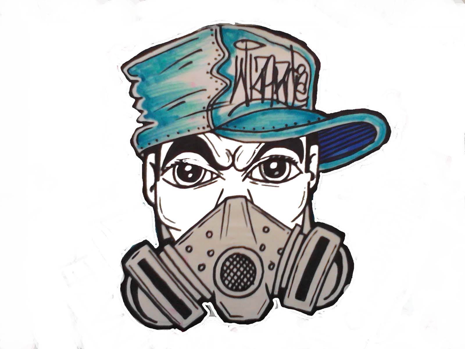 1600x1200 Drawing A Gas Mask Character With Spraycans By Wizard - Mask Sketch