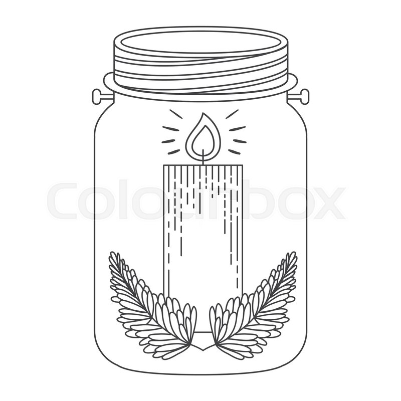 800x800 Mason Jar With Christmas Candle Decoration Inside. Sketch And Draw - Mason Jar Sketch