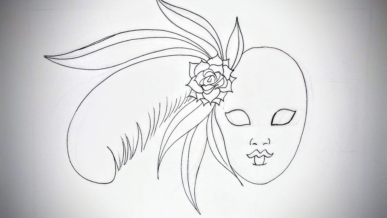 1280x720 How To Draw A Venetian Mask (Part 1) - Masquerade Mask Sketch