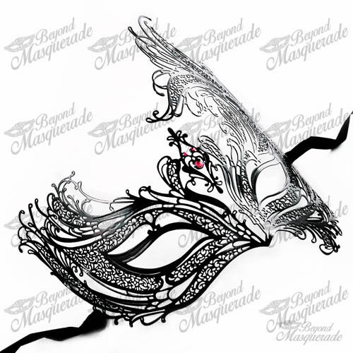 500x500 Womens Phoenix Venetian Masquerade Mask Black With Red Rhinestones - Masquerade Mask Sketch