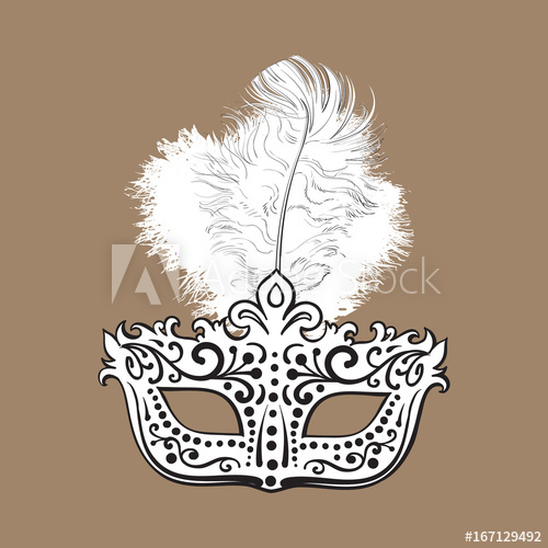500x500 Beautifully Decorated Venetian Carnival Mask With Feathers And - Masquerade Mask Sketch