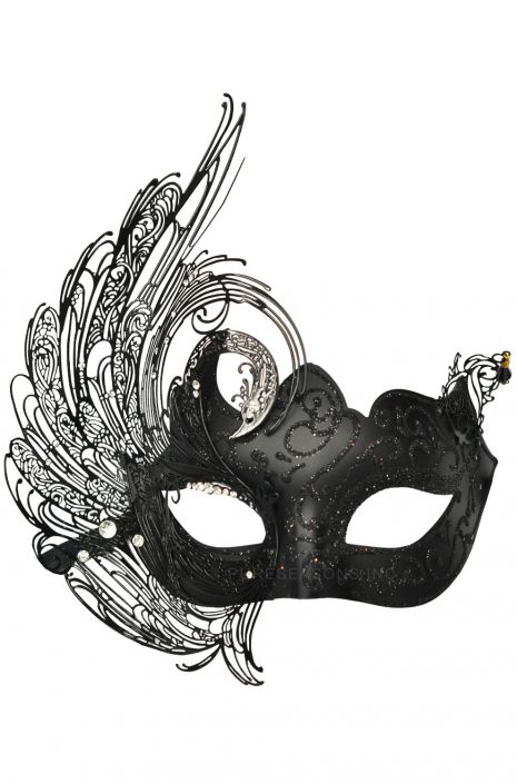 465x705 Cigno Dream Masquerade Mask (Black) - Masquerade Mask Sketch