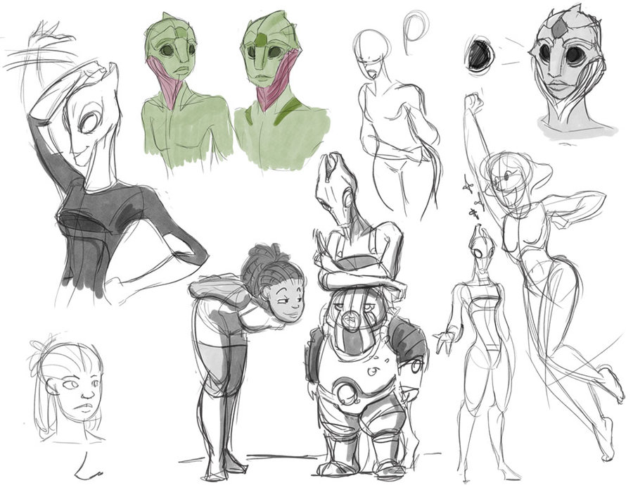 900x696 Some Mass Effect Sketches By Evilsherbear - Mass Effect Sketch