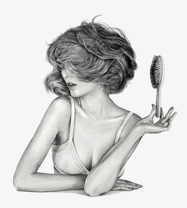 650x723 Massage Comb, Comb Clipart, Sketch, Hand Painted Women Png Image - Massage Sketch