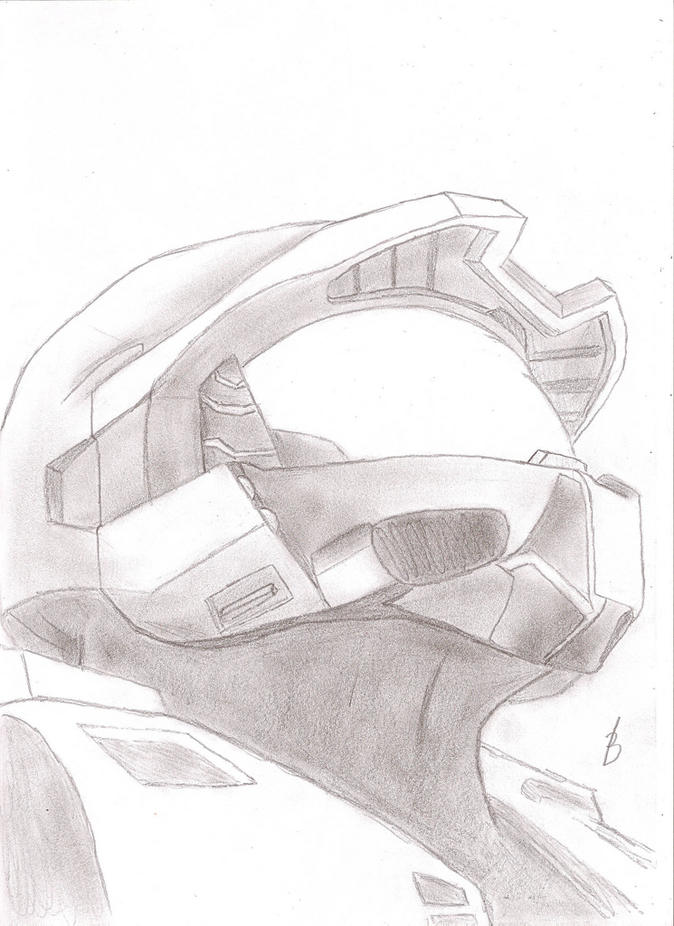 745x1024 Master Chief - Master Chief Helmet Sketch